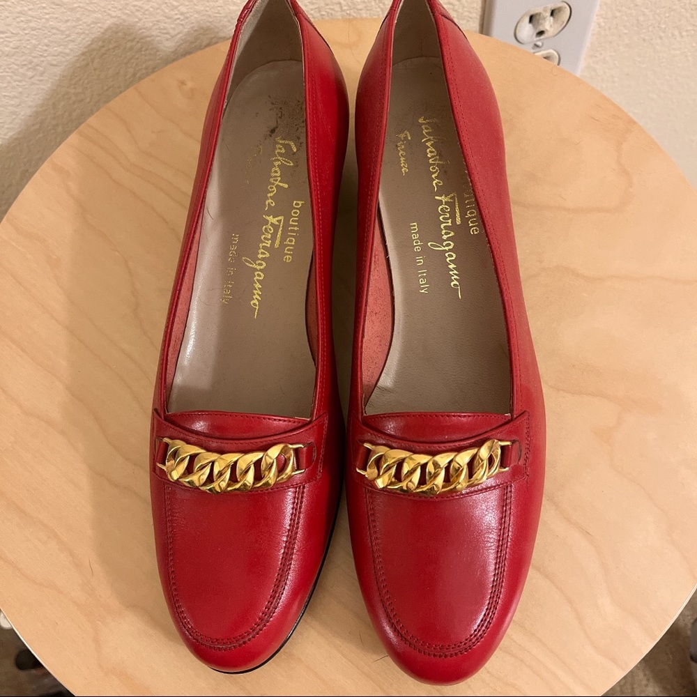 Ferragamo red loafers